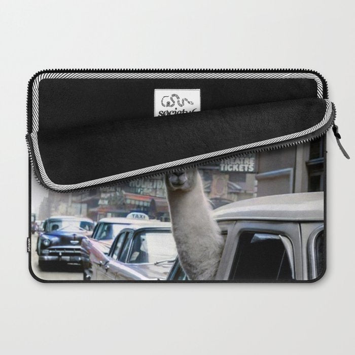 Llama Riding In Taxi In Color Laptop Sleeve Gallery Image 2