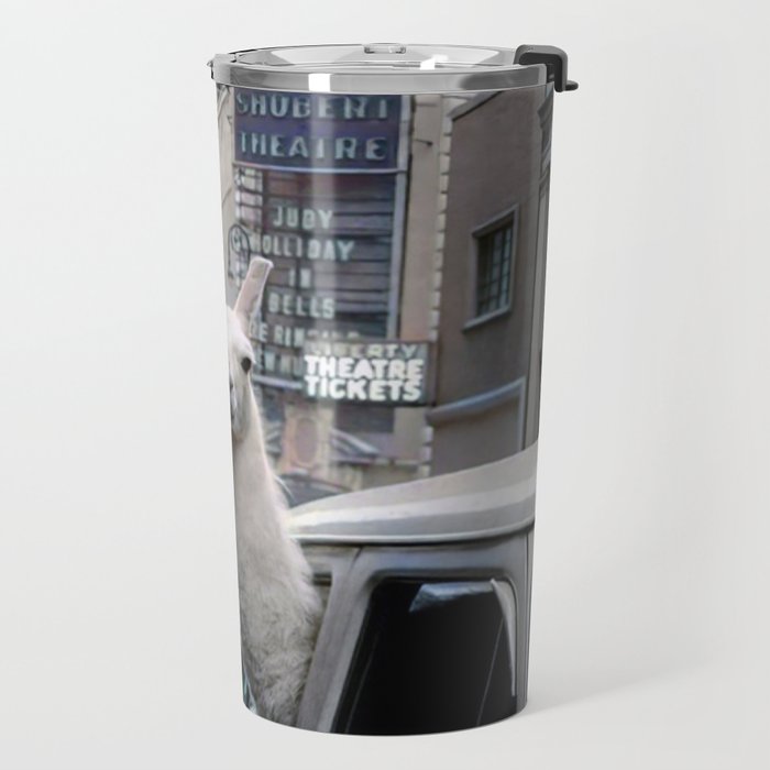 Llama Riding In Taxi In Color Travel Mug Gallery Image 2