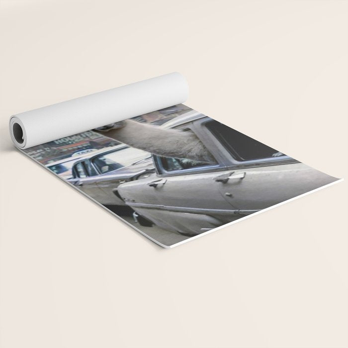Llama Riding In Taxi In Color Yoga Mat Gallery Image 2