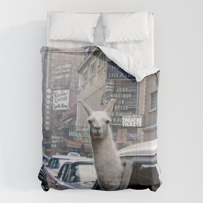 Llama Riding In Taxi In Color Comforter Gallery Image 6