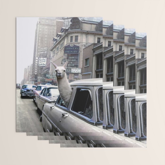Llama Riding In Taxi In Color Wrapping Paper Gallery Image 3