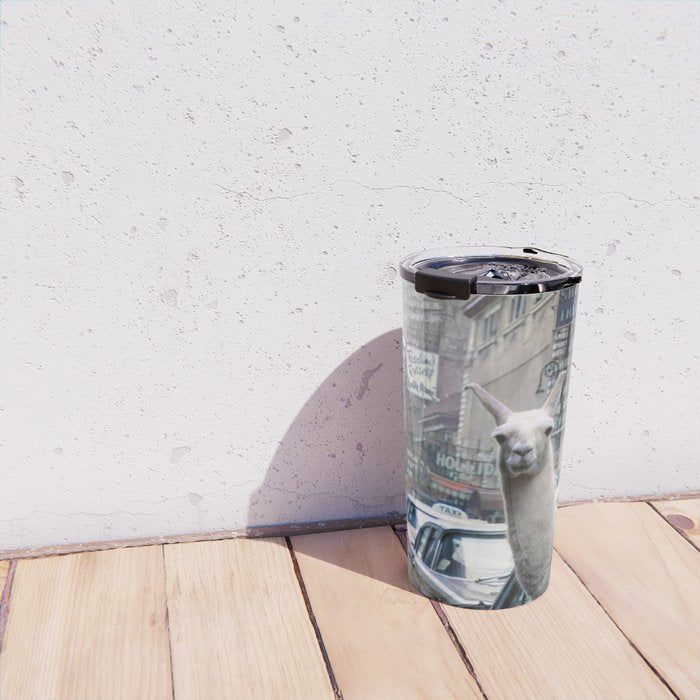 Llama Riding In Taxi In Color Travel Mug Gallery Image 4