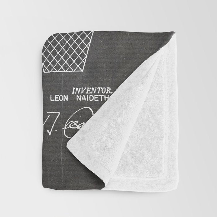 Basketball Patent - Basketball Player Coach Team Art - Black Chalkboard Throw Blanket Gallery Image 3