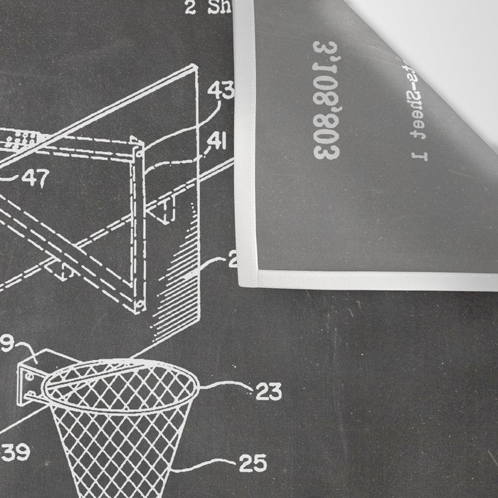 Basketball Patent - Basketball Player Coach Team Art - Black Chalkboard Wall Tapestry Gallery Image 3