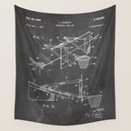 Basketball Patent - Basketball Player Coach Team Art - Black Chalkboard Wall Tapestry Gallery Image 4