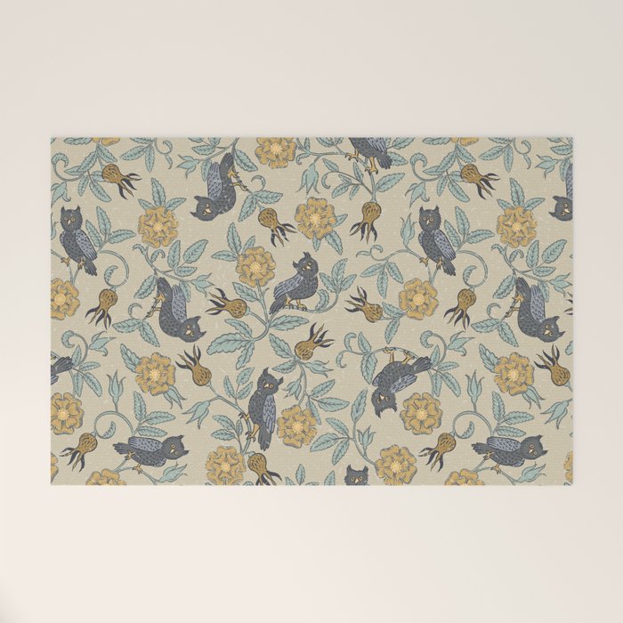 Tudor Owls in Grey Welcome Mat