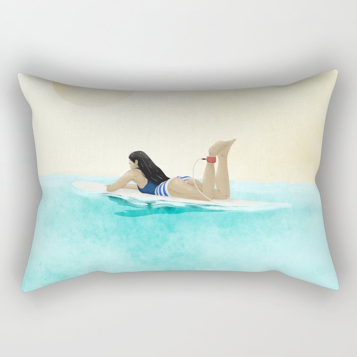 Wait for your perfect wave C Rectangular Pillow Gallery Image 1
