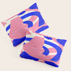 Blue Pink Fun Colorful Mid Century Modern Abstract Painting Shapes Pattern Pillow Sham Gallery Image 3