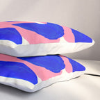 Blue Pink Fun Colorful Mid Century Modern Abstract Painting Shapes Pattern Pillow Sham Gallery Image 3