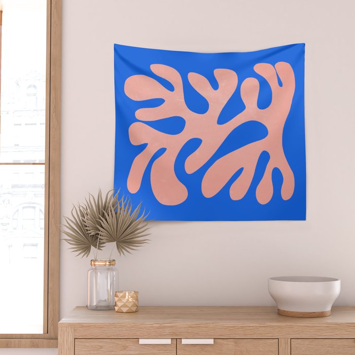 Rose Bud & Azure Blue: Matisse Paper Cutouts 02 Wall Tapestry Gallery Image 2