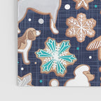 Catching ice and sweetness // navy blue background gingerbread white brown grey and dogs and snowflakes turquoise details Poster Gallery Image 3