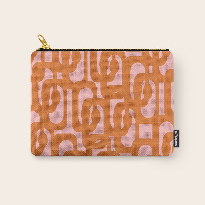 Mod Loops Orange and Pink Abstract Geometric Pattern Carry All Pouch Gallery Image 1