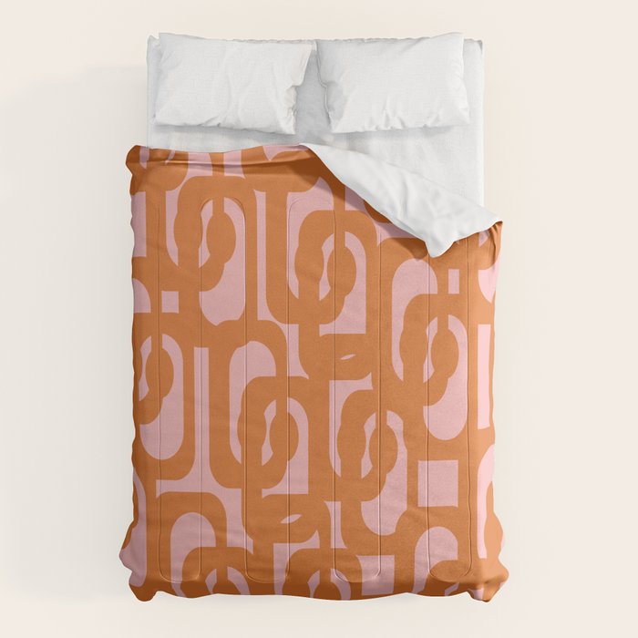 Mod Loops Orange and Pink Abstract Geometric Pattern Comforter Gallery Image 6
