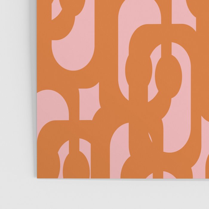Mod Loops Orange and Pink Abstract Geometric Pattern Poster Gallery Image 3