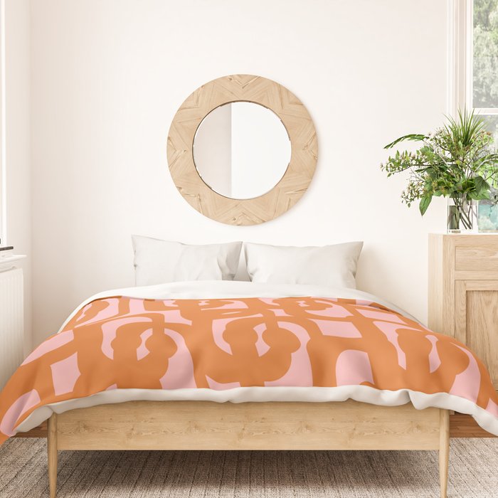 Mod Loops Orange and Pink Abstract Geometric Pattern Duvet Cover Gallery Image 3