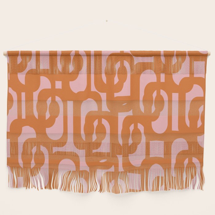 Mod Loops Orange and Pink Abstract Geometric Pattern Wall Hanging Gallery Image 1