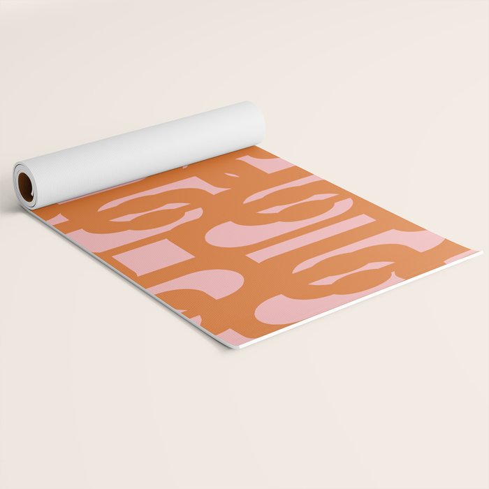 Mod Loops Orange and Pink Abstract Geometric Pattern Yoga Mat Gallery Image 2