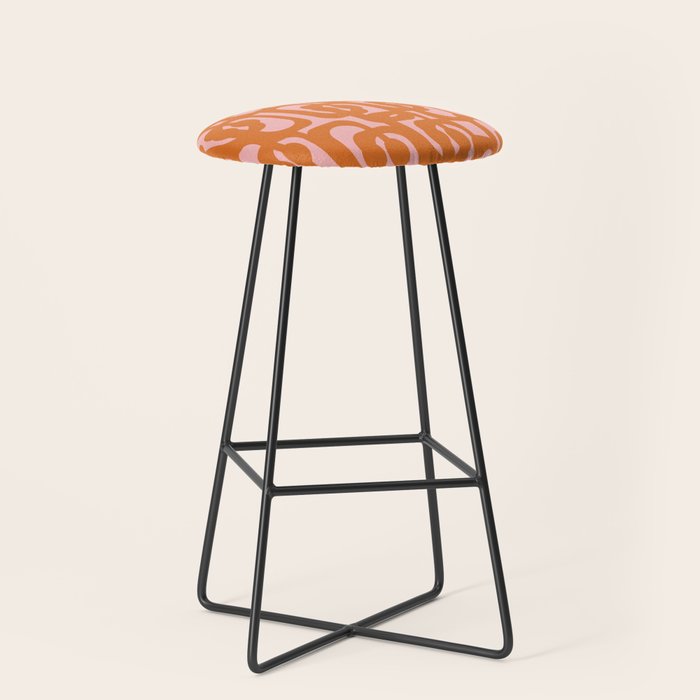 Mod Loops Orange and Pink Abstract Geometric Pattern Stool Gallery Image 1