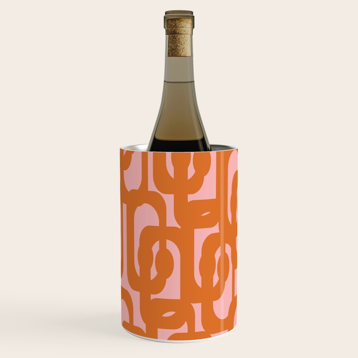 Mod Loops Orange and Pink Abstract Geometric Pattern Wine Chiller Gallery Image 1