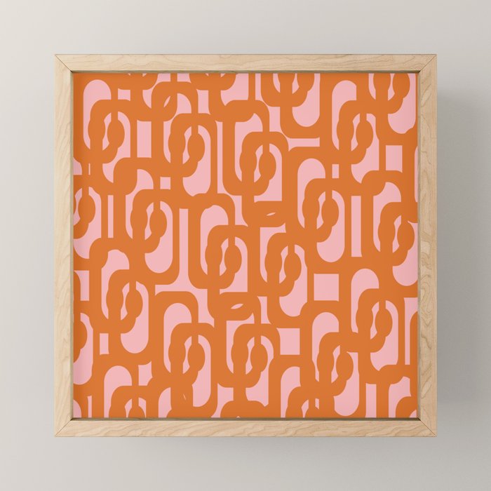 Mod Loops Orange and Pink Abstract Geometric Pattern Mini Art Print Gallery Image 1
