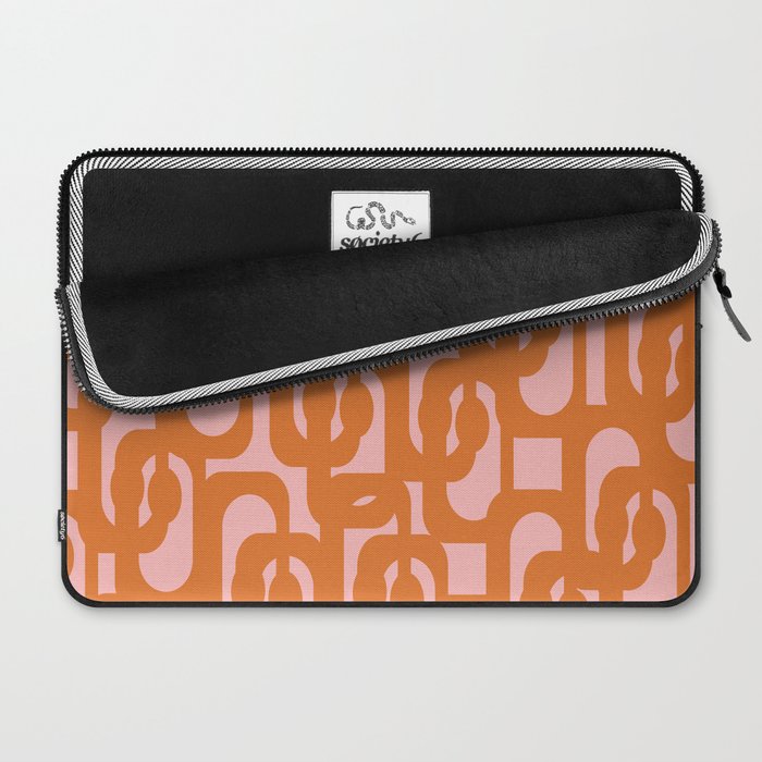 Mod Loops Orange and Pink Abstract Geometric Pattern Laptop Sleeve Gallery Image 2