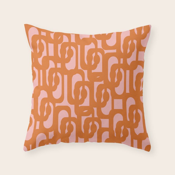 Mod Loops Orange and Pink Abstract Geometric Pattern Throw Pillow Gallery Image 6