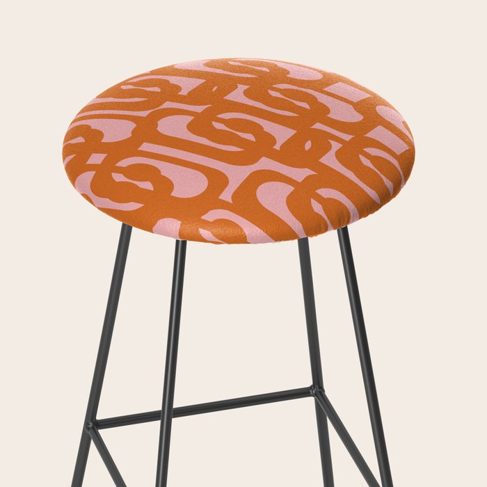Mod Loops Orange and Pink Abstract Geometric Pattern Stool Gallery Image 2