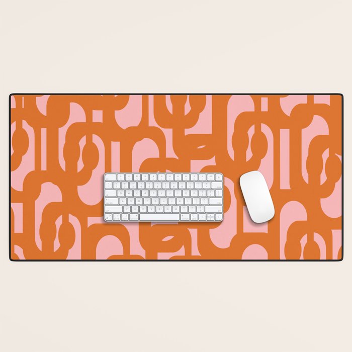 Mod Loops Orange and Pink Abstract Geometric Pattern Desk Mat Gallery Image 1