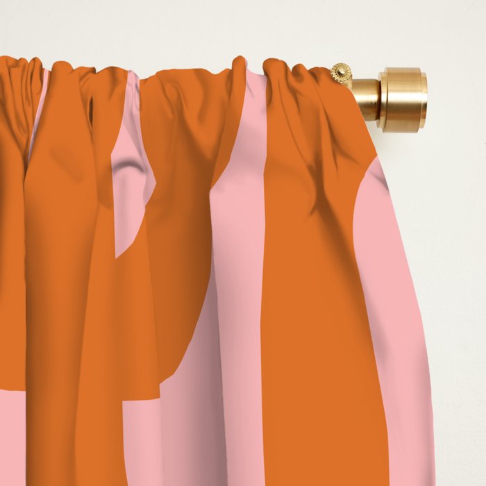 Mod Loops Orange and Pink Abstract Geometric Pattern Window Curtain Gallery Image 2