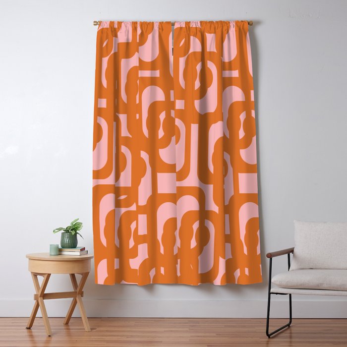 Mod Loops Orange and Pink Abstract Geometric Pattern Window Curtain Gallery Image 5