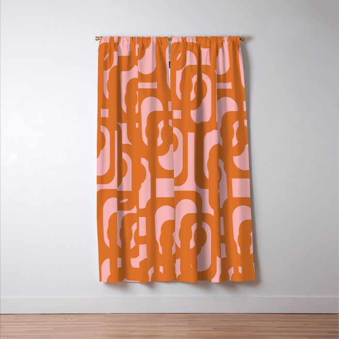 Mod Loops Orange and Pink Abstract Geometric Pattern Window Curtain Gallery Image 3