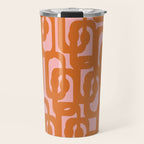 Mod Loops Orange and Pink Abstract Geometric Pattern Travel Mug Gallery Image 1