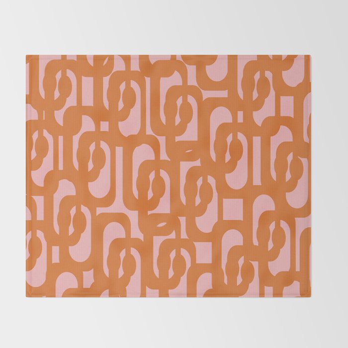 Mod Loops Orange and Pink Abstract Geometric Pattern Throw Blanket Gallery Image 2