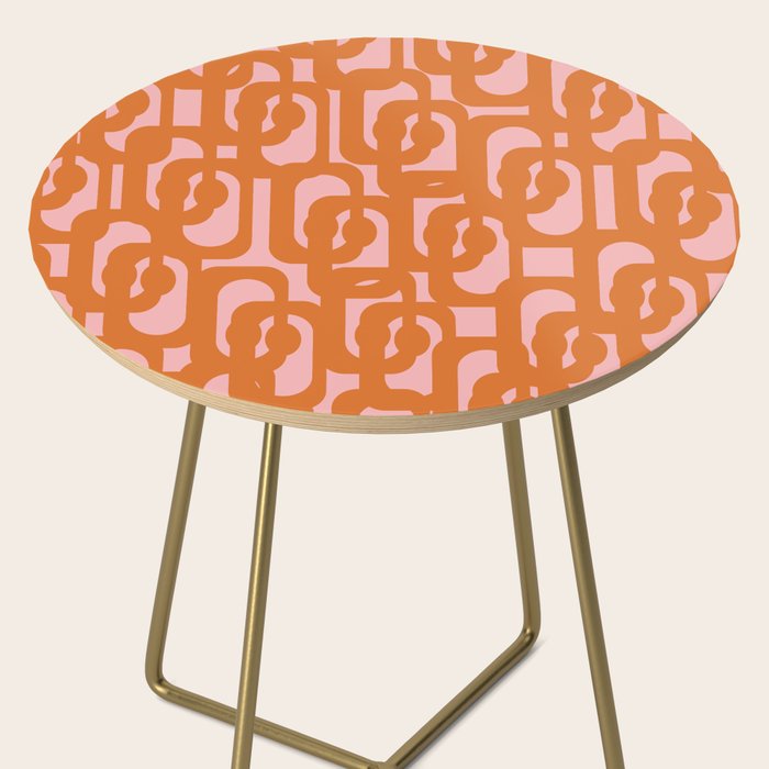 Mod Loops Orange and Pink Abstract Geometric Pattern Side Table Gallery Image 2