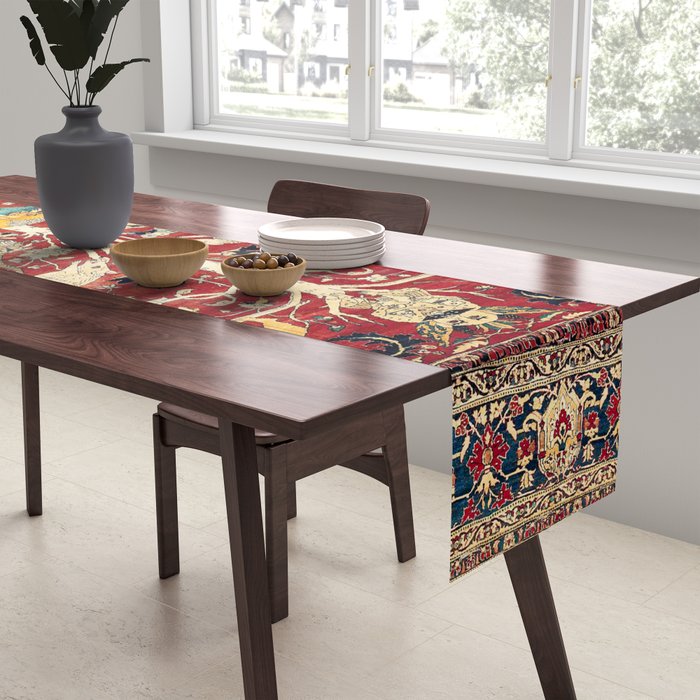 Silk Heriz Azerbaijan Northwest Persian Rug Print Table Runner Gallery Image 2