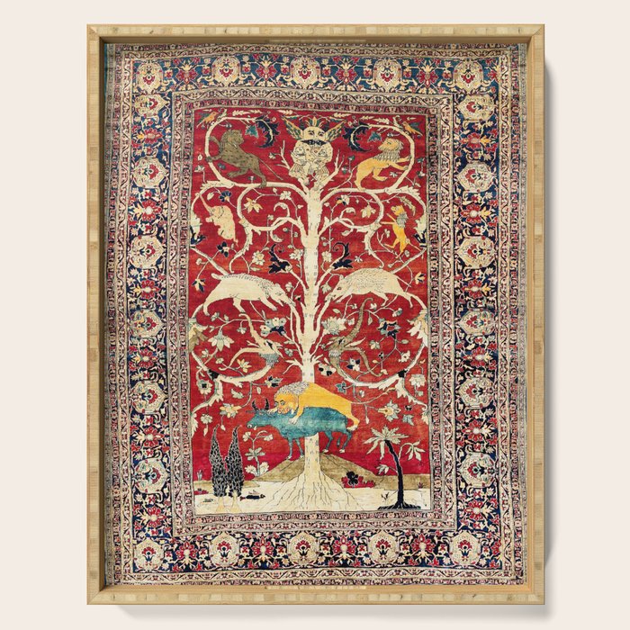 Silk Heriz Azerbaijan Northwest Persian Rug Print Serving Tray Gallery Image 1