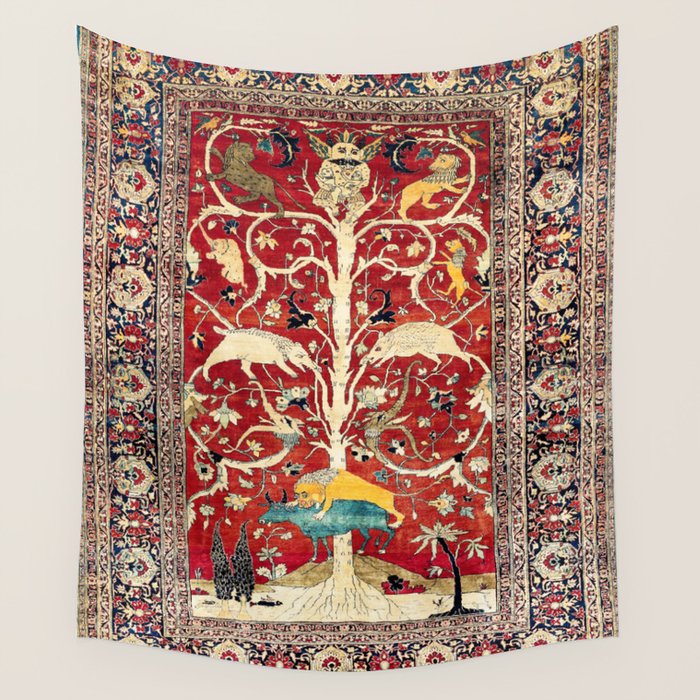 Silk Heriz Azerbaijan Northwest Persian Rug Print Wall Tapestry Gallery Image 4