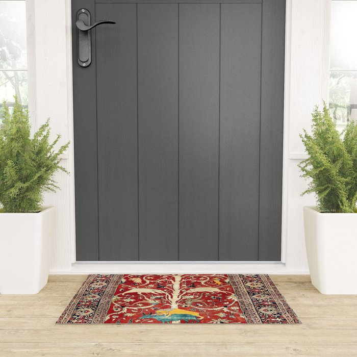Silk Heriz Azerbaijan Northwest Persian Rug Print Welcome Mat Gallery Image 3