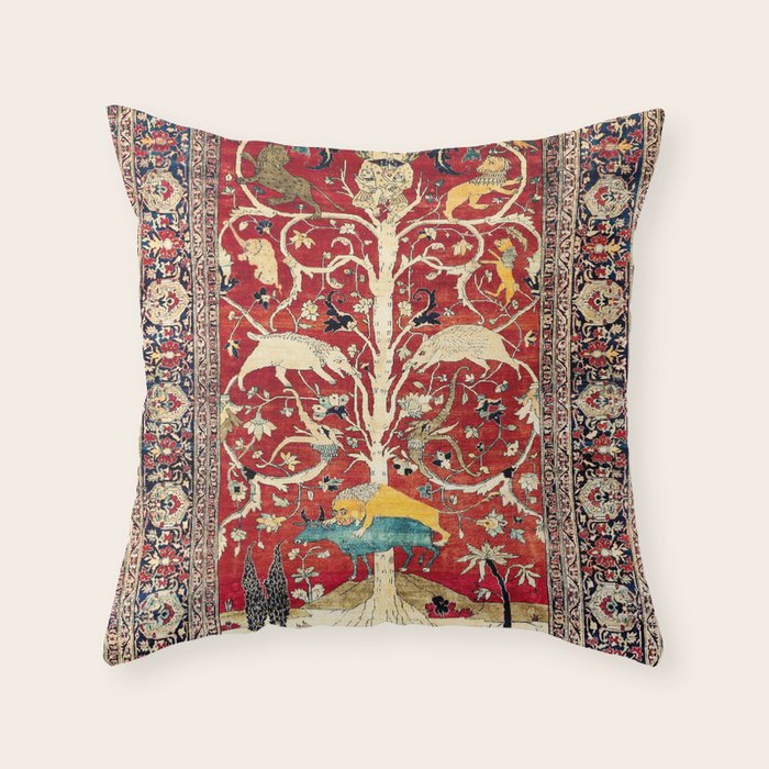 Silk Heriz Azerbaijan Northwest Persian Rug Print Throw Pillow Gallery Image 1