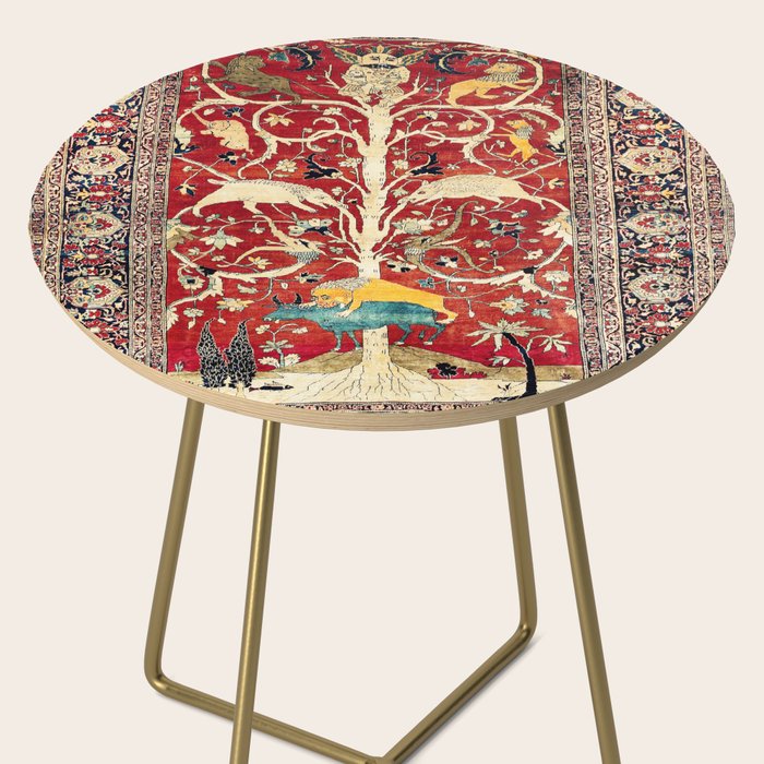 Silk Heriz Azerbaijan Northwest Persian Rug Print Side Table Gallery Image 2