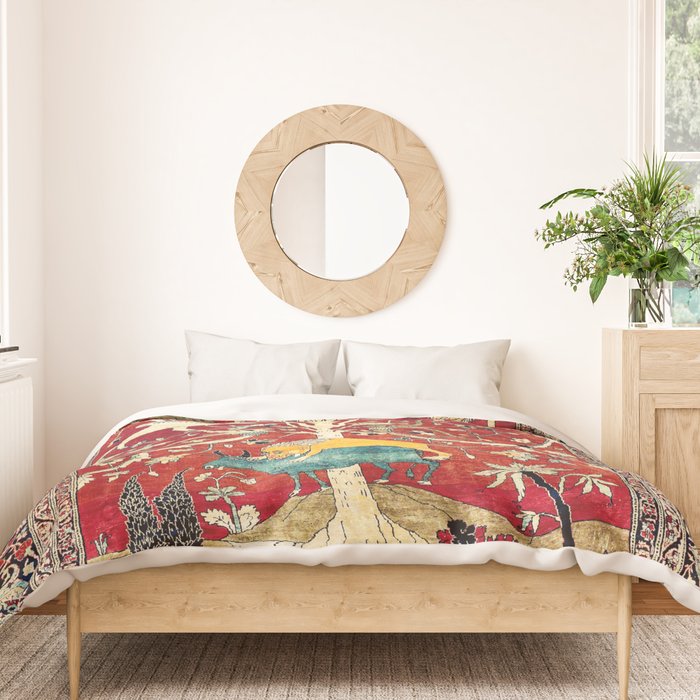 Silk Heriz Azerbaijan Northwest Persian Rug Print Duvet Cover Gallery Image 3