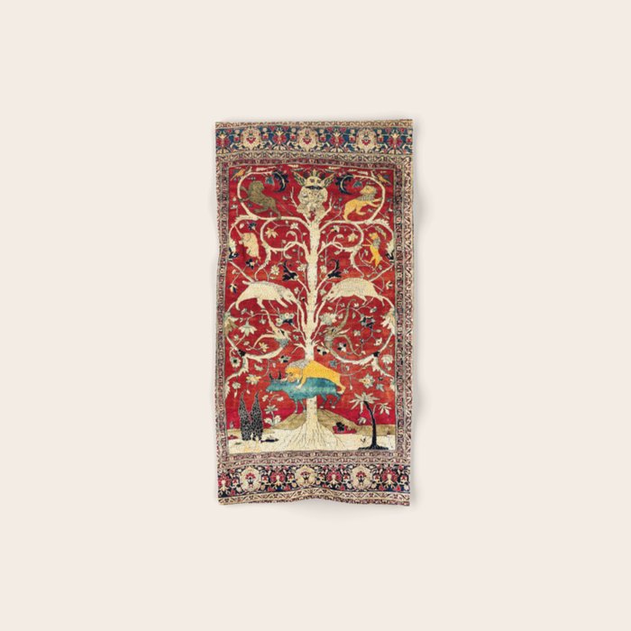 Silk Heriz Azerbaijan Northwest Persian Rug Print Bath Towel Gallery Image 1