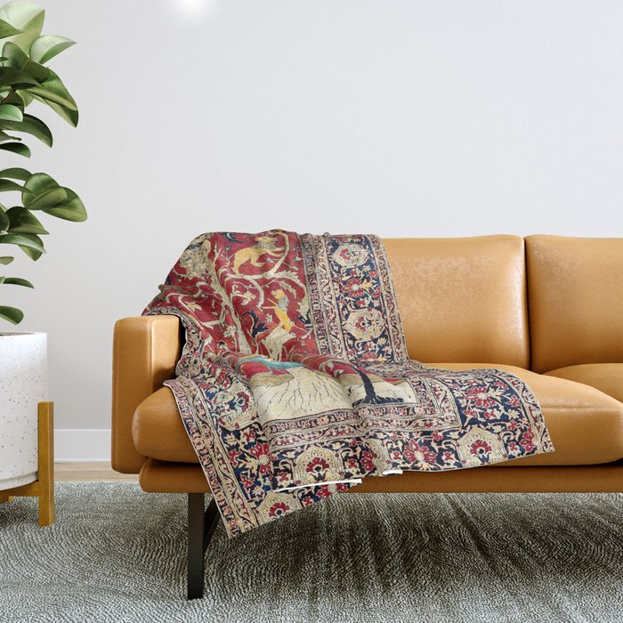 Silk Heriz Azerbaijan Northwest Persian Rug Print Throw Blanket Gallery Image 1