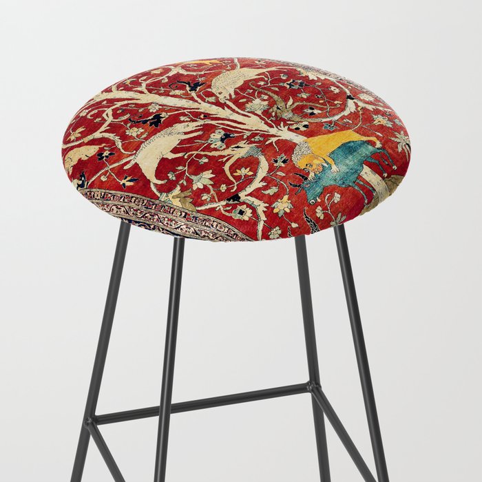 Silk Heriz Azerbaijan Northwest Persian Rug Print Stool Gallery Image 2