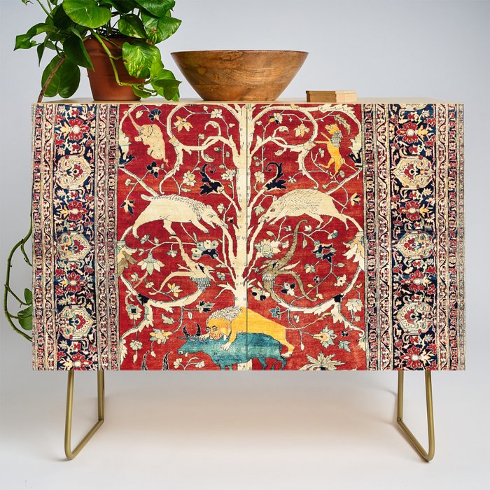 Silk Heriz Azerbaijan Northwest Persian Rug Print Credenza Gallery Image 1