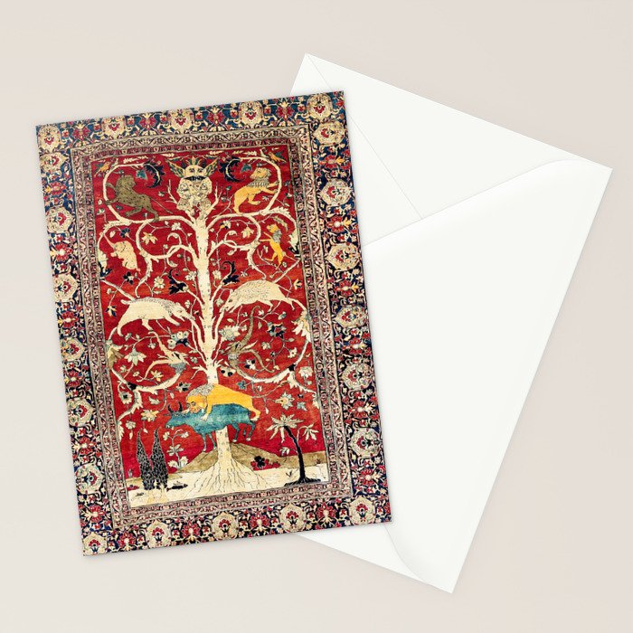 Silk Heriz Azerbaijan Northwest Persian Rug Print Stationery Card Gallery Image 2