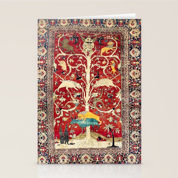 Silk Heriz Azerbaijan Northwest Persian Rug Print Stationery Card Gallery Image 2