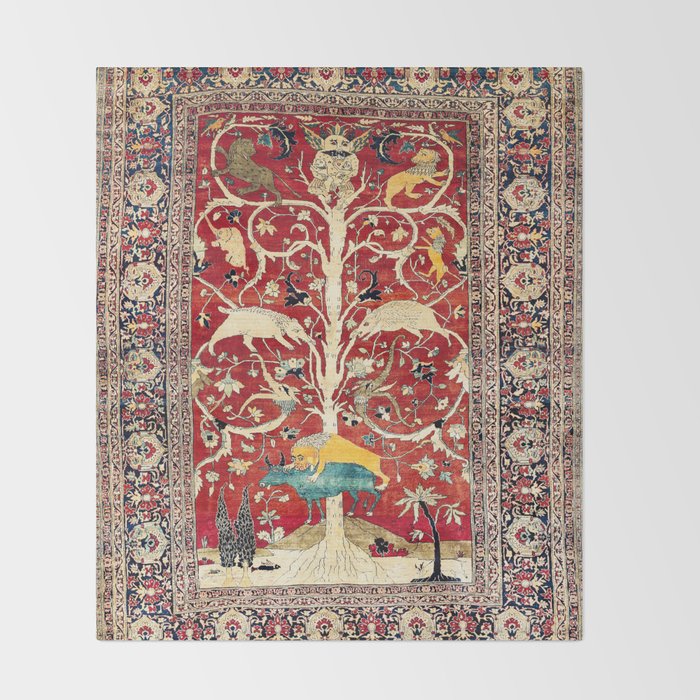 Silk Heriz Azerbaijan Northwest Persian Rug Print Throw Blanket Gallery Image 2