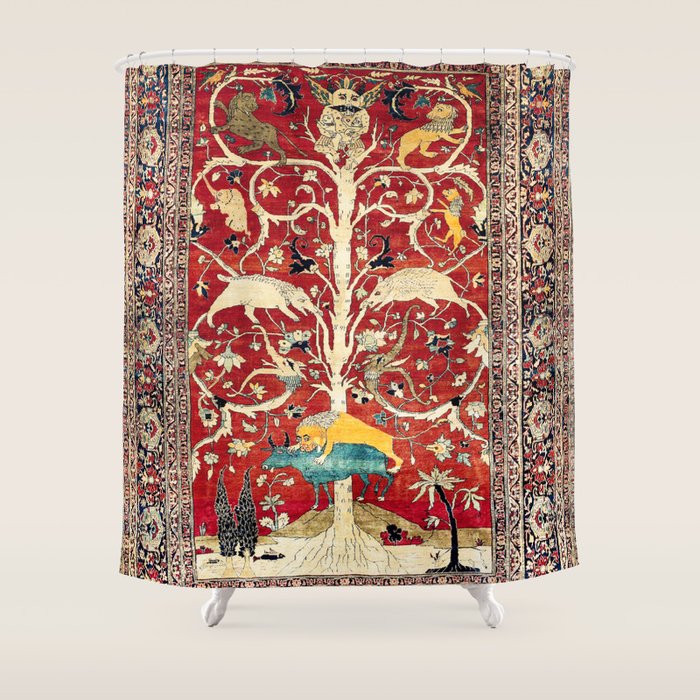 Silk Heriz Azerbaijan Northwest Persian Rug Print Shower Curtain Gallery Image 1