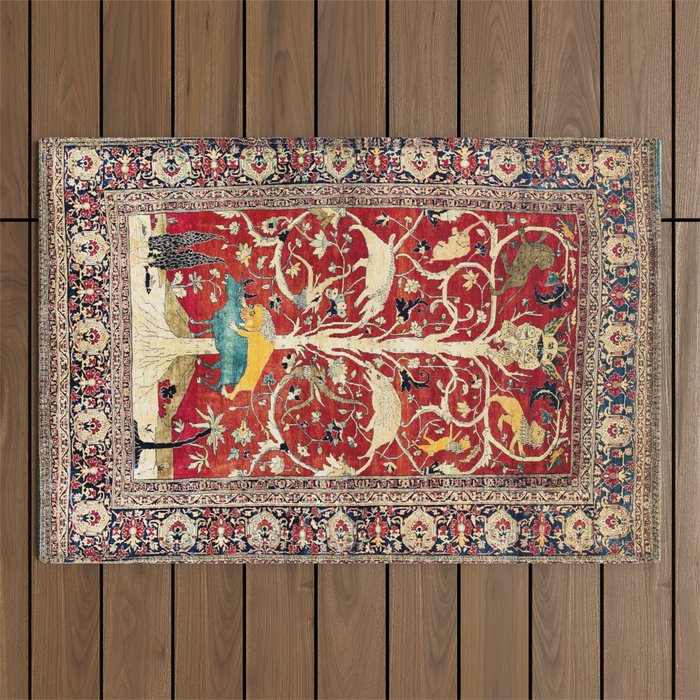 Silk Heriz Azerbaijan Northwest Persian Rug Print Outdoor Rug Gallery Image 1